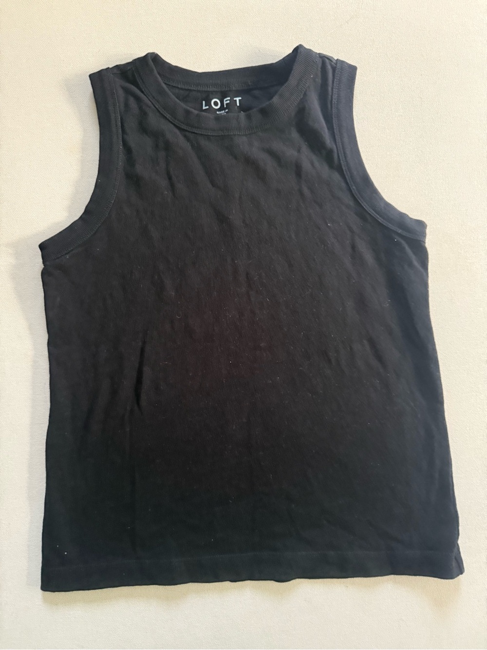 LOFT Black Ribbed Tank Top